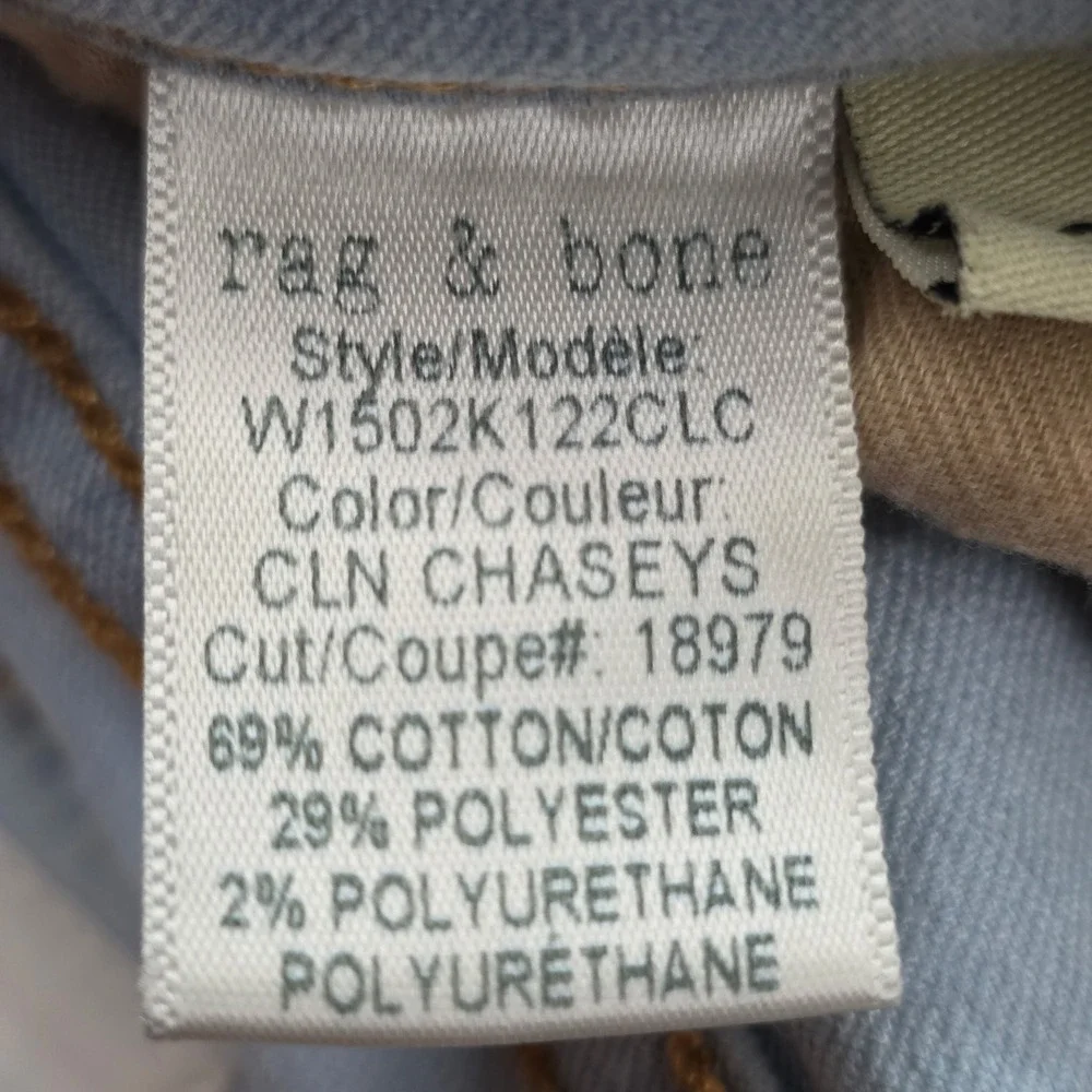 Rag & Bone Skinny Jeans Clean Chaseys Light Wash Denim 29 Blue Womens‎ USA Made